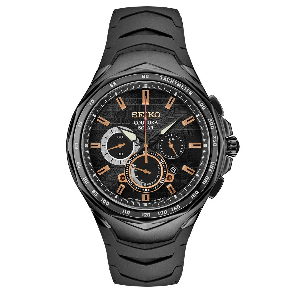 Seiko Coutura Solar Powered Chronograph with PVD Case, Sapphire Crystal #SSC811 45 mm kol saati