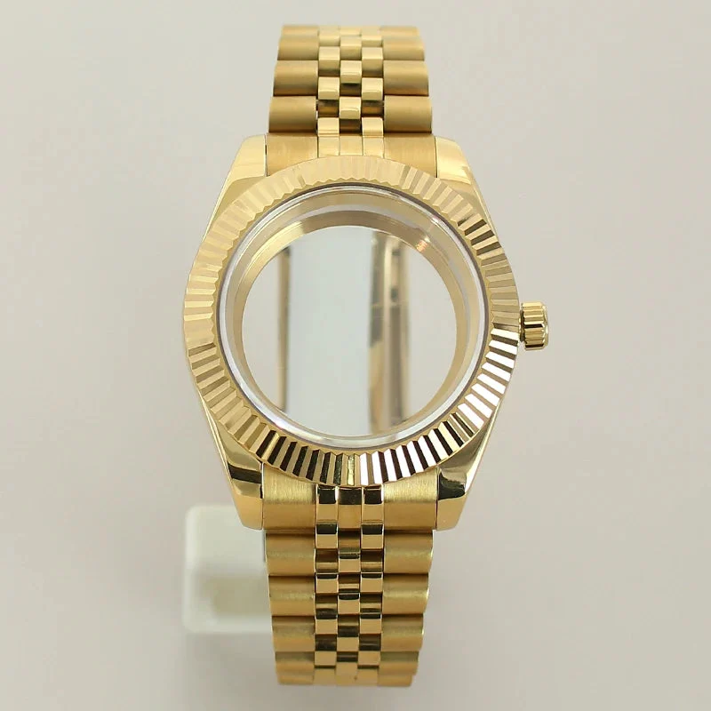 Tandorio Watches Gold DateJust Case two tone gold case 39mm 36mm Fluted Sapphire For Seiko NH35 NH36 NH38 NH34 Miyota 8215 Movement 28.5 Dial PT5000 ETA 2824Jubilee Bracelet 1005009102284361-Gold 2-36mm Miyota 8215-CHINA 39 mm kol saati