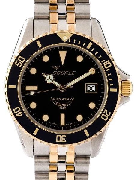 Squale meter Swiss Quartz Dive watch with Two-Tone Bracelet #1545-Qtz kol saati
