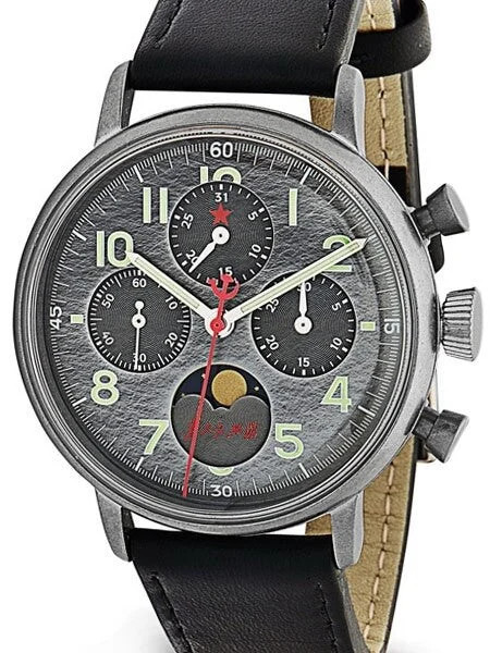 Red Star Hand Wind Mechanical Chronograph with Moonphase #7756G-A 40 mm kol saati