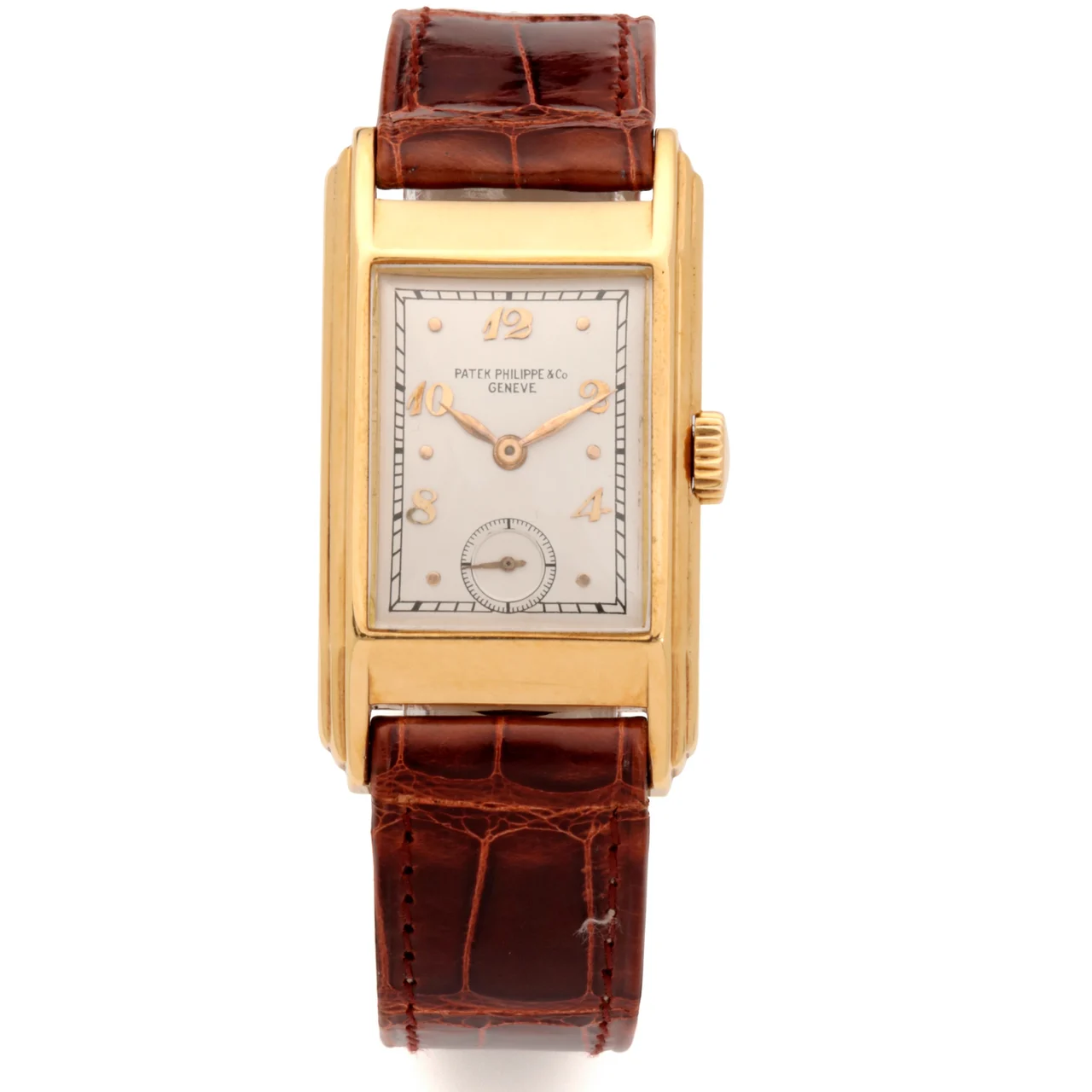 Patek Philippe Ref. 520, Rectangular; 18K yellow gold kol saati