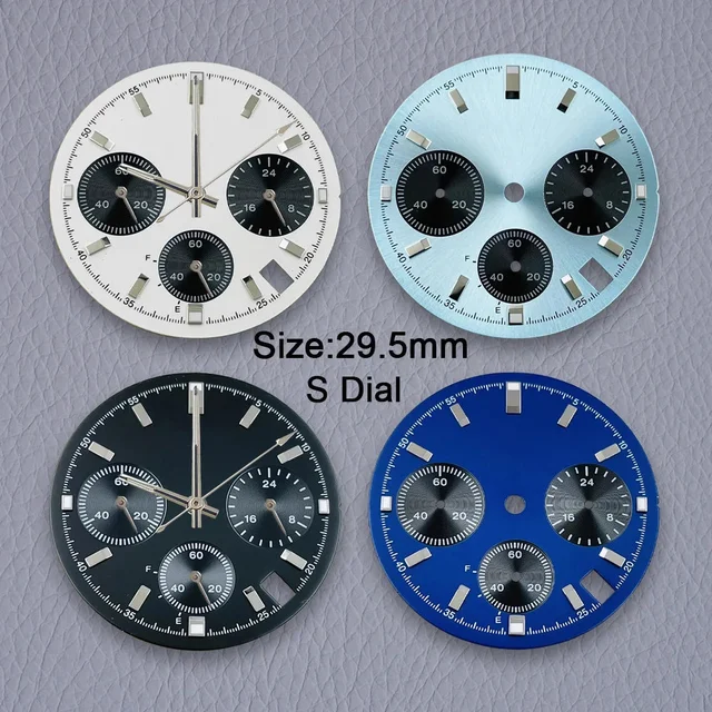Tandorio Dial Chronograph Green Luminous High Quality Watch Modification Accessories 12000