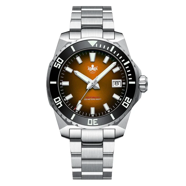 Phoibos Leviathan 40 Automatic Dive Watch with Orange Dial #PY054G kol saati