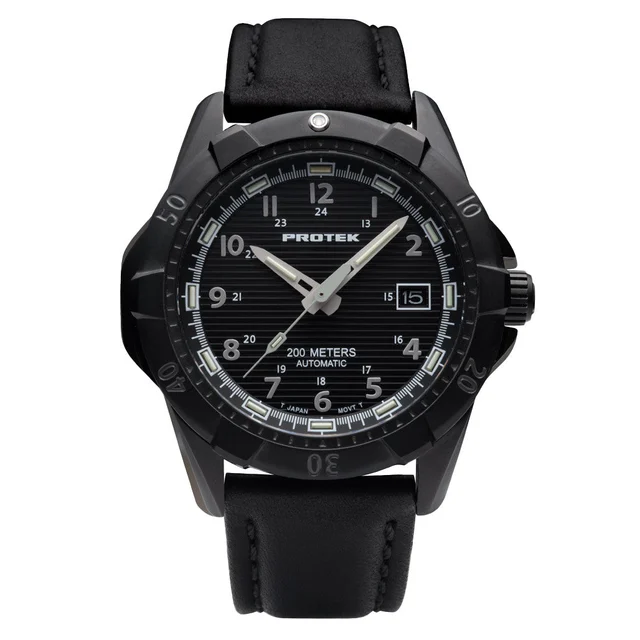 Protek Automatic Tritium Dive Watch with Black Dial #PT2202 kol saati
