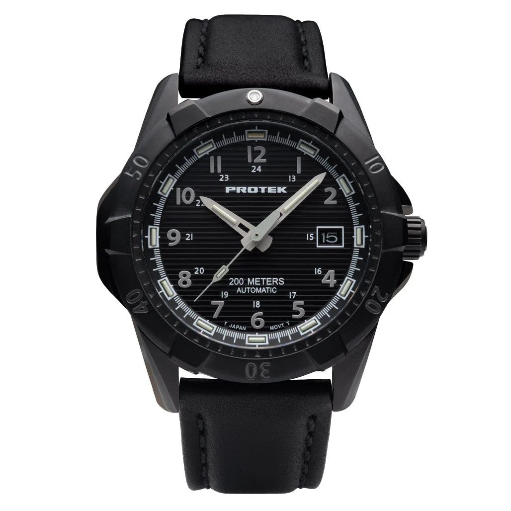Protek Automatic Tritium Dive Watch with Black Dial #PT2202 42 mm kol saati