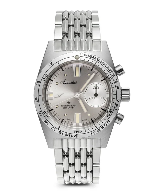 Aquastar Deepstar 39mm Chronograph Silverline kol saati