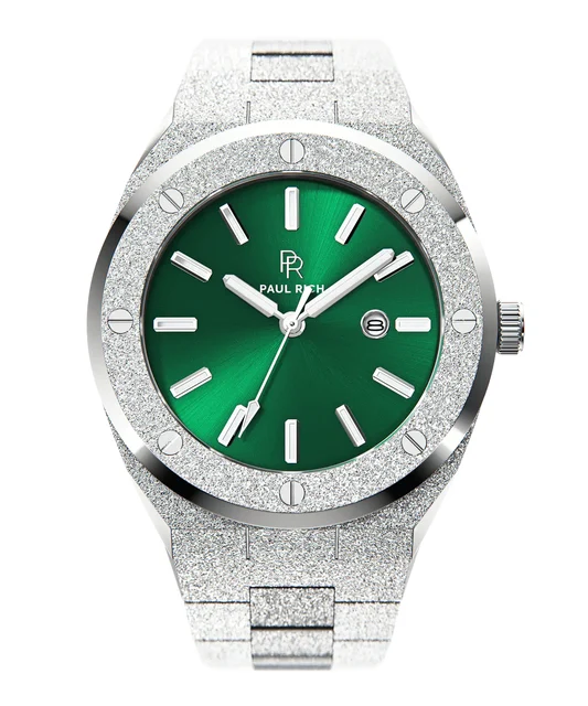 Paul Rich Frosted Signature PR68Frosted Silver Green kol saati
