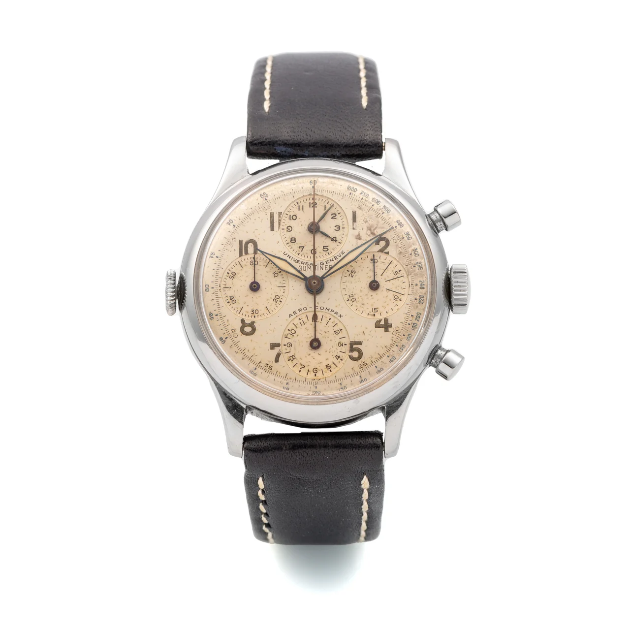 Universal UNIVERSAL, REF. 224107, AERO-COMPAX, RETAILED BY GUMBINER, WATERPROOF, 38 MM, STEEL kol saati