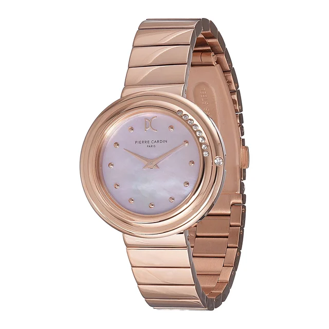 Passy Météore ’ Watch - Rose Gold Case with Pink Mother of Pearl Look Dial, Crystal Bezel,