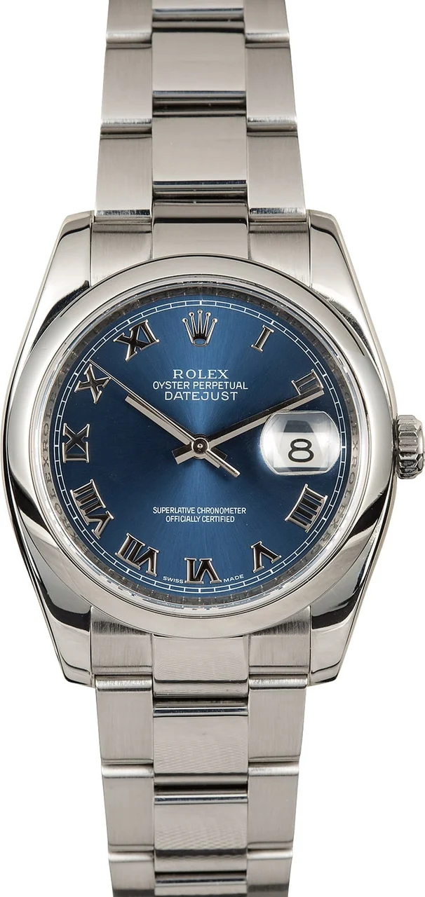Rolex Datejust 116200 Blue Roman Dial 116200BLRO 36 mm kol saati