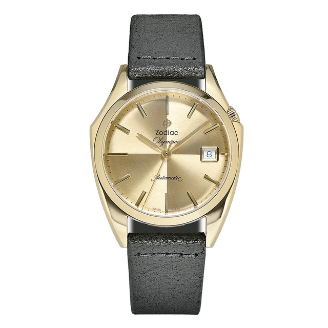 Zodiac Olympos Automatic Black Leather Watch #ZO9703 kol saati
