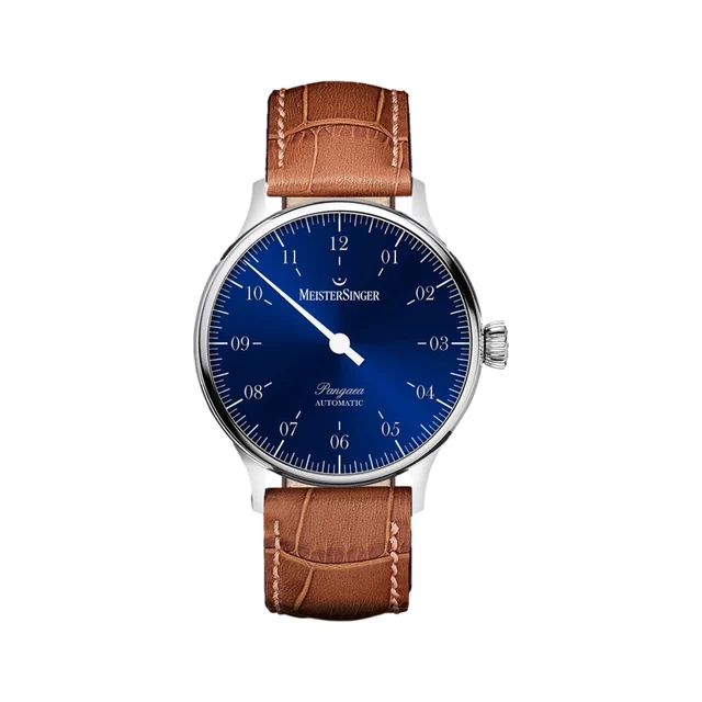 Meistersinger Pangaea 40mm - Blue on Leather Strap PM9908 kol saati