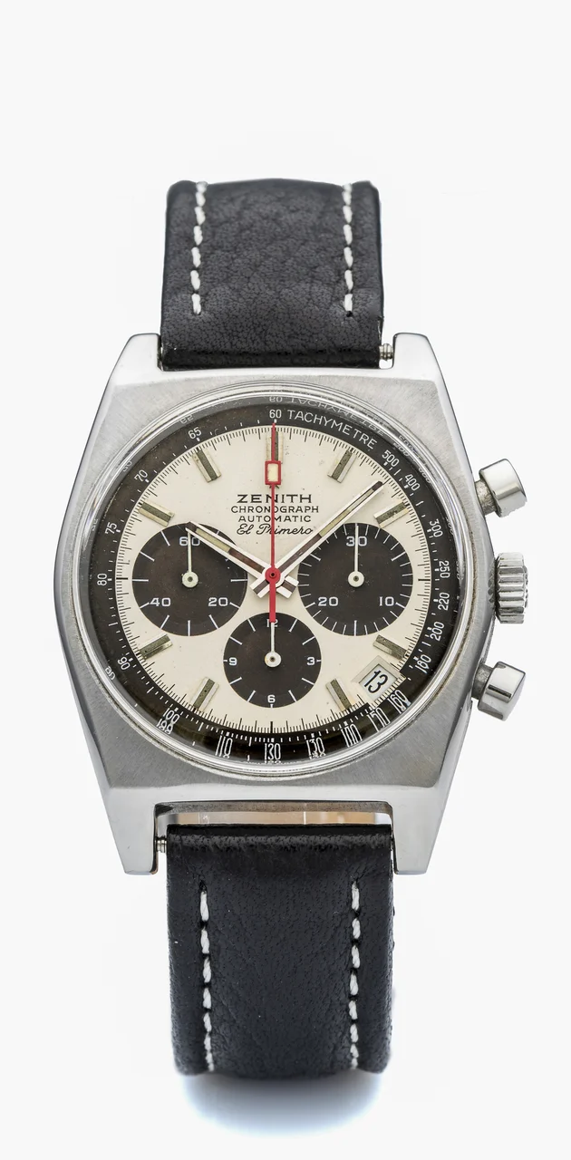 Zenith ZENITH, REF. AH 384, EL PRIMERO CHRONOGRAPH A fine, self winding, stainless steel chronograph wristwatch with date. kol saati