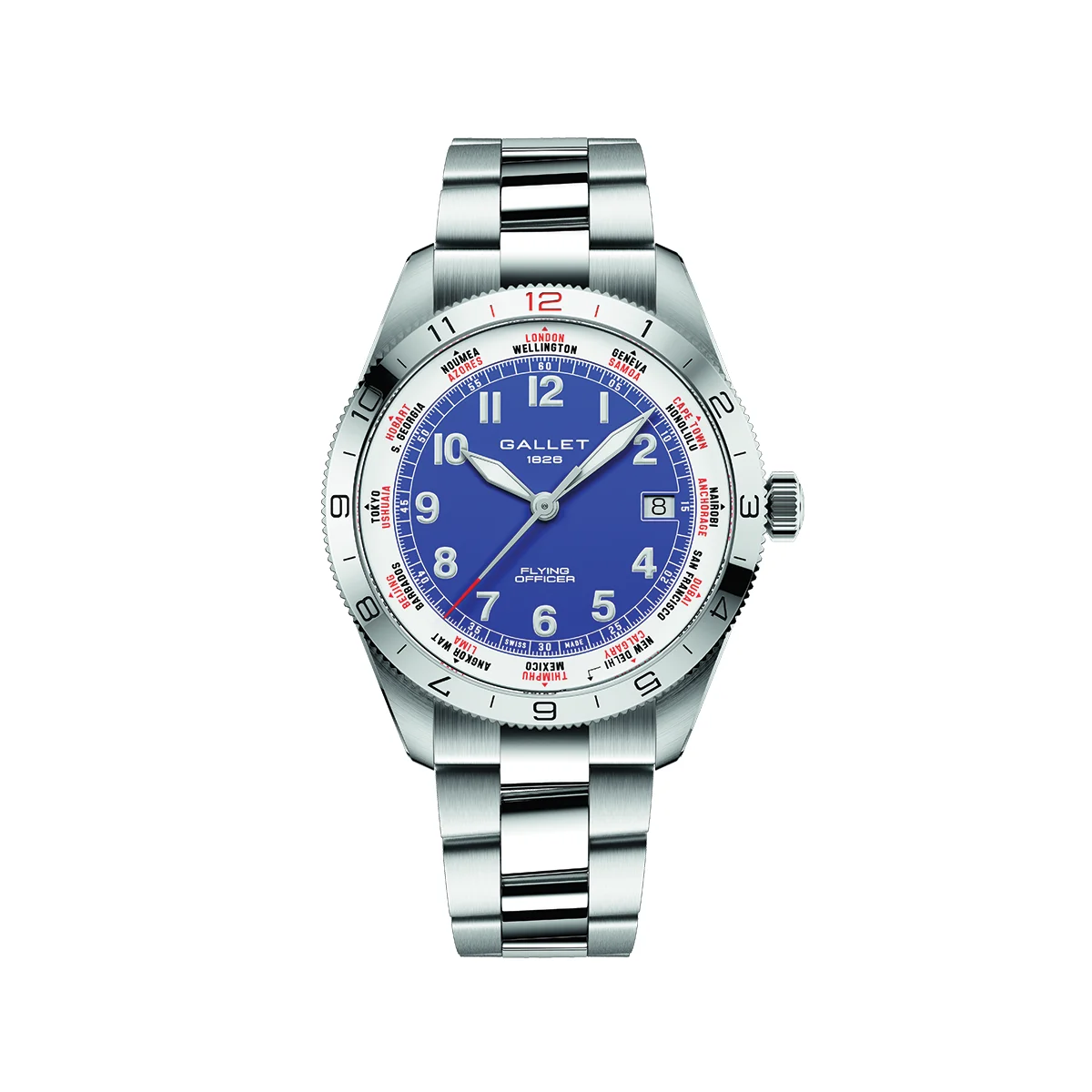 Gallet Flying Officer Automatic Date 40mm - Dark Blue on Bracelet AG1701131C1A1 40 mm kol saati