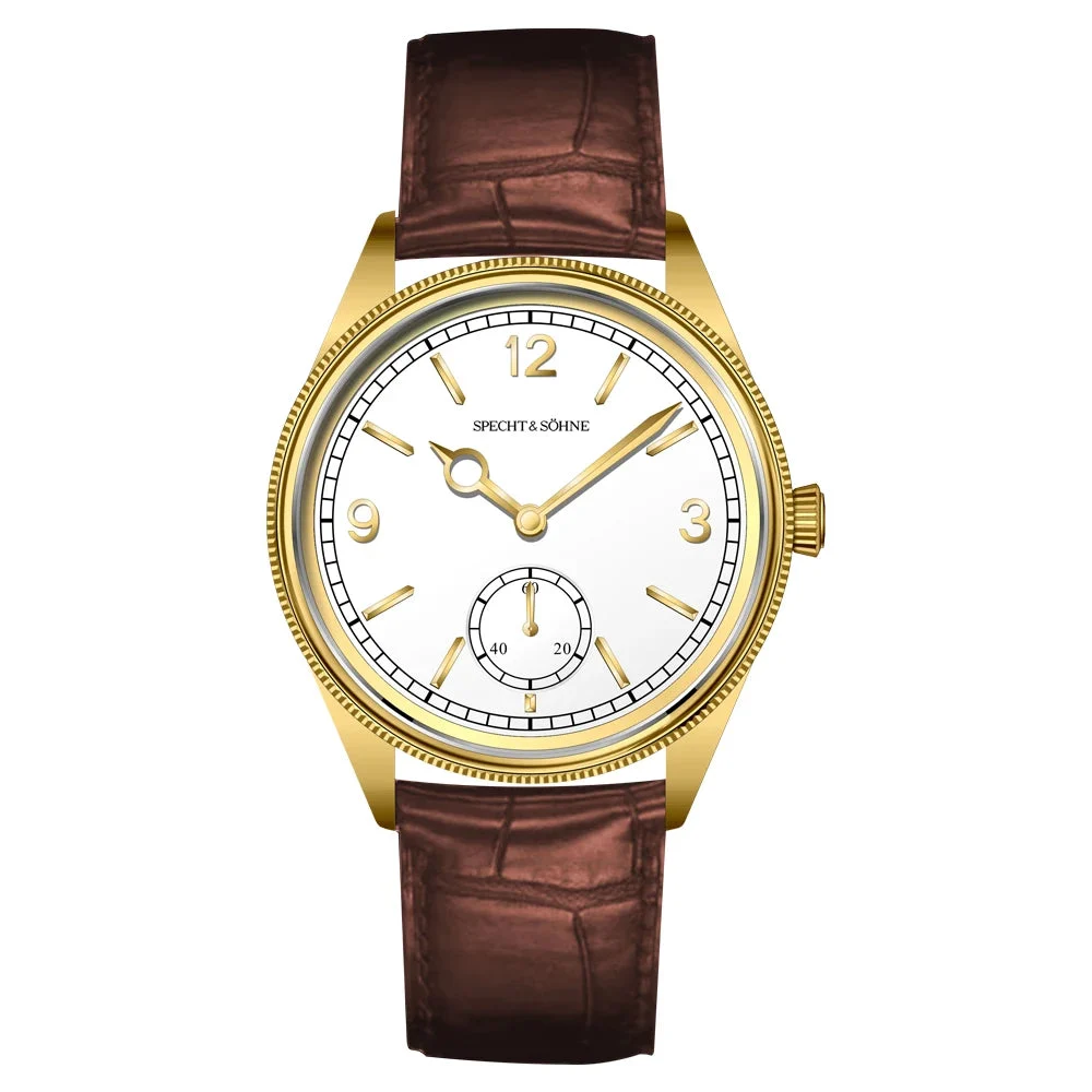 Tandorio Watches Sub Second Automatic Watch Specht & Söhne SP1908 Vintage Pilot Seagull ST1701 Movt 5ATM Sapphire 1005010266671399-Gold 38.5 mm kol saati