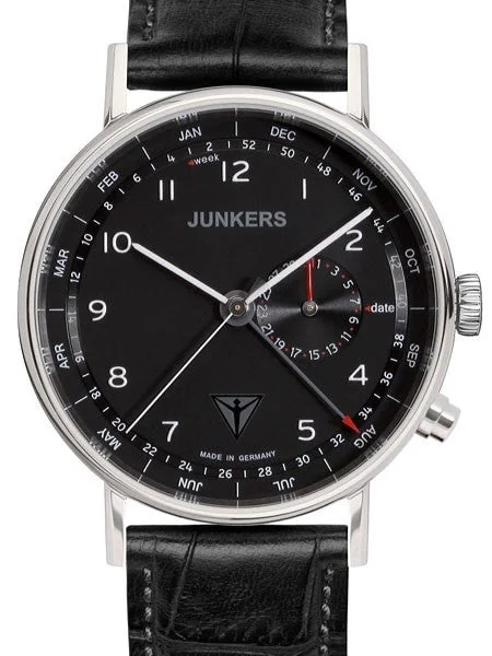 Junkers Eisvogel F13 Swiss Quartz Calendar Watch with Date, Week, Month #6734-2 40 mm kol saati