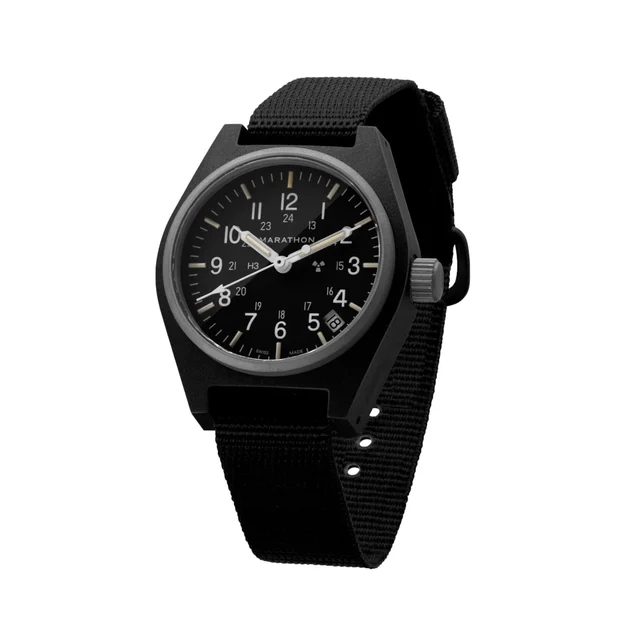 Marathon GPQ-D Standard-Issue Tritium Field Quartz Type II 34mm - Black on Fabric Strap WW