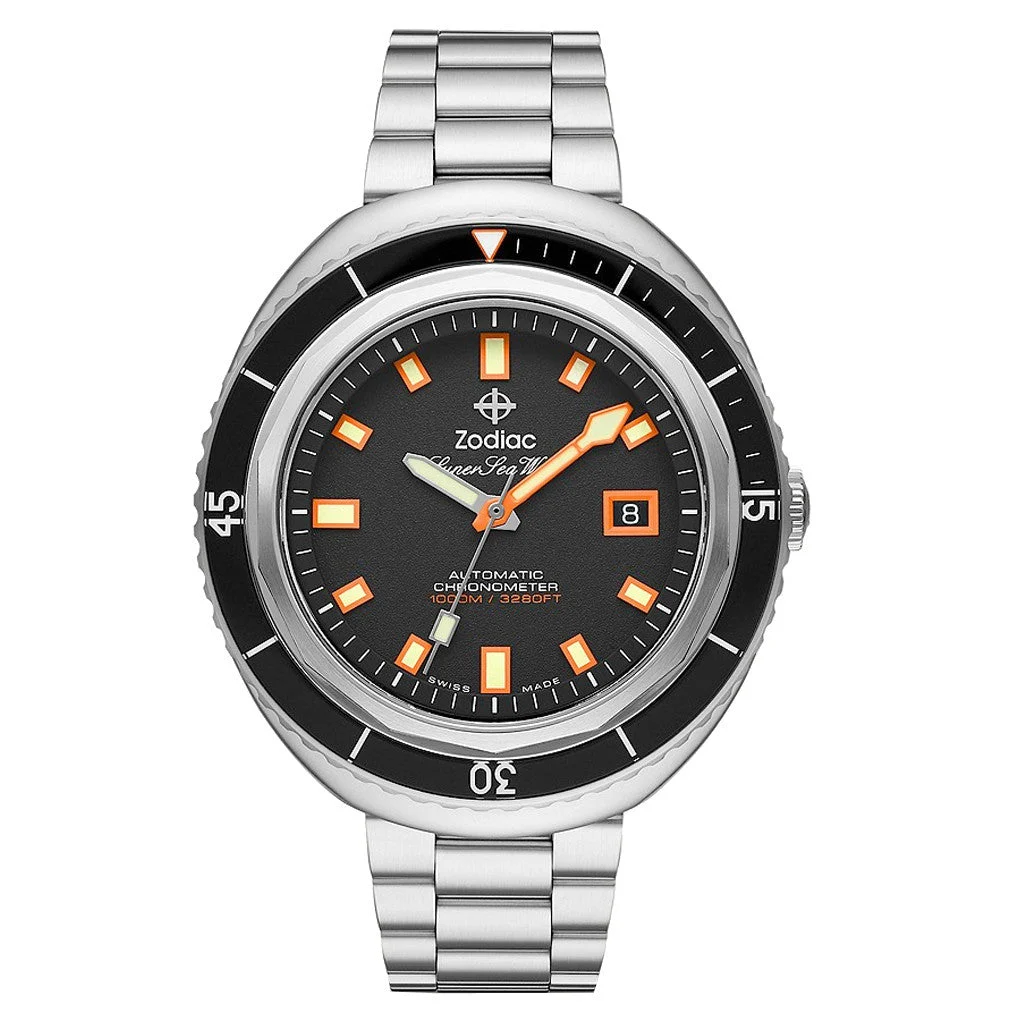 Zodiac Super Sea Wolf 68 Saturation Automatic Stainless Steel Watch #ZO9509 kol saati