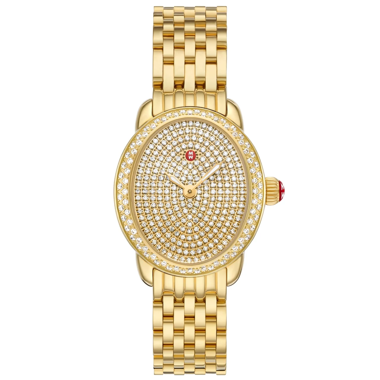Michele Watches Michele Limited Edition Serein Oval Diamond Pave 18K Gold-Plated Stainless Steel Watch, MWW21H000004 kol saati