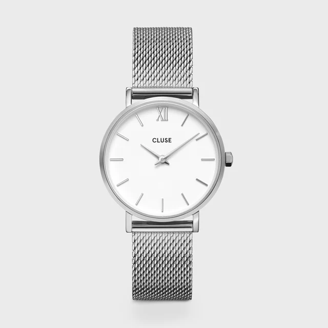 CLUSE Minuit Watch Mesh, White, Silver Colour CW0101203002 kol saati