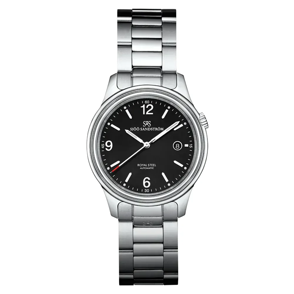 Sjöö Sandström Royal Steel Classic SS-1841-1-Black 41 mm kol saati