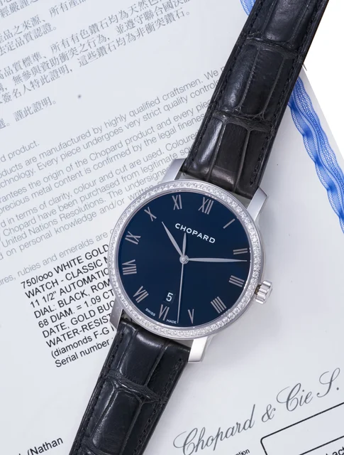 Chopard Ref. 171278-1003-WDLG, centre-seconds, date; “Classic Men”; 18K white gold and dia