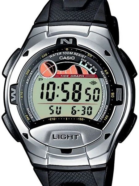Casio Digital Sports Chrongraph Watch with Tide Graph, Moonphase #W-753-1AV kol saati