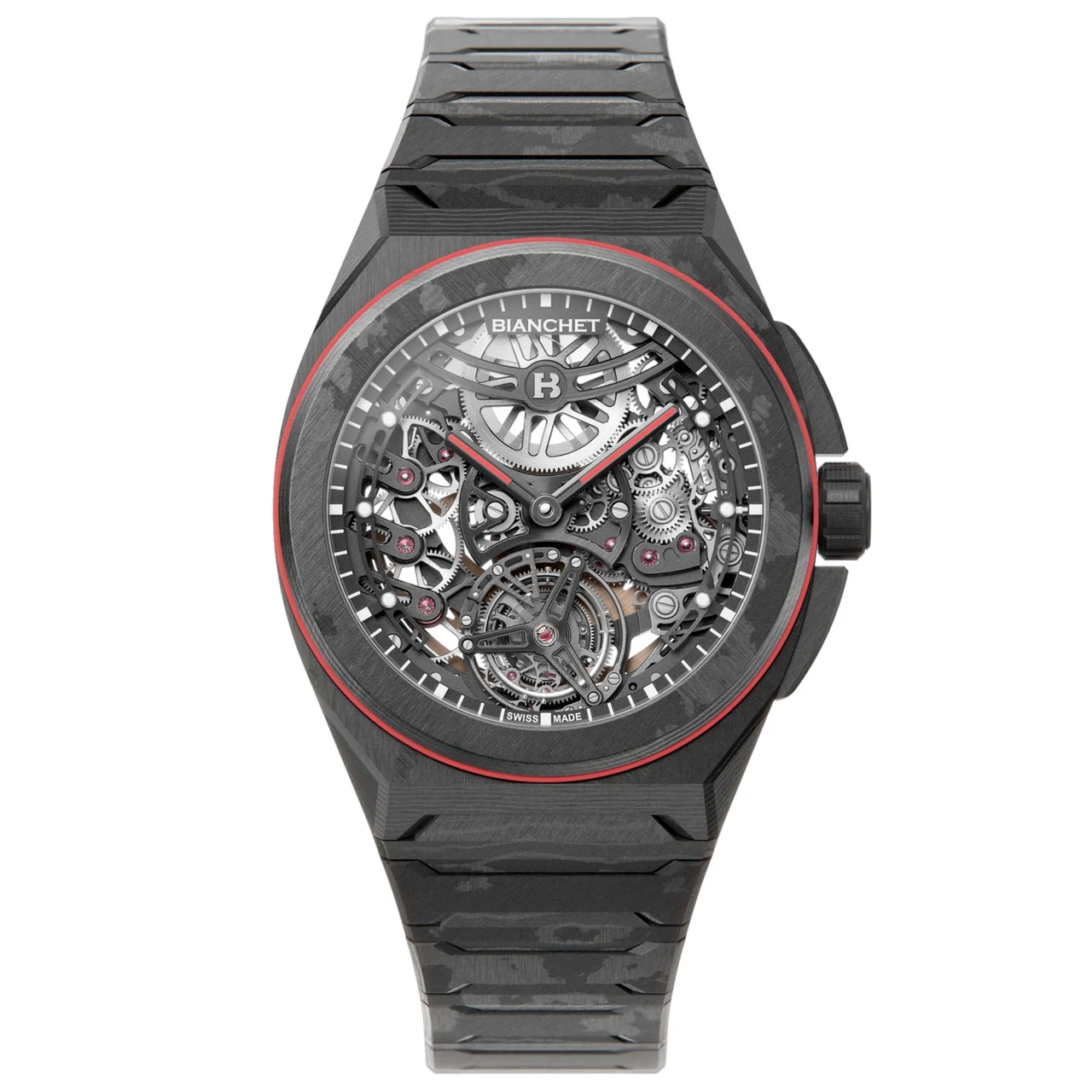 Bianchet Ultrafino Rotondo Carbon Red RDUFFTSKCBRD 39 mm kol saati
