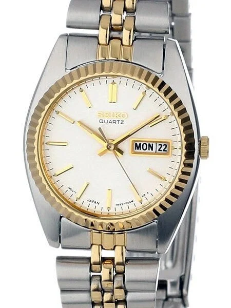 Seiko Two-Tone Dress Watch with Goltone Hands and Markers #SWZ054 kol saati