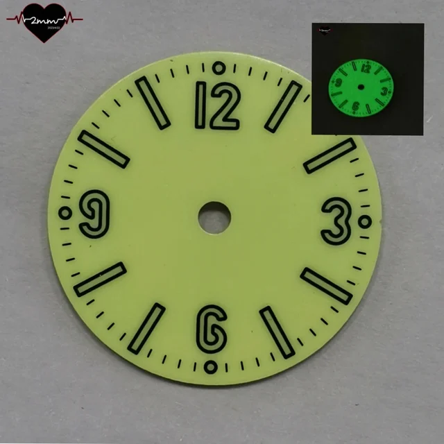 Tandorio Full Lume Watch Dial 28.5mm Watch Faces Background green color cream for NH34 NH3