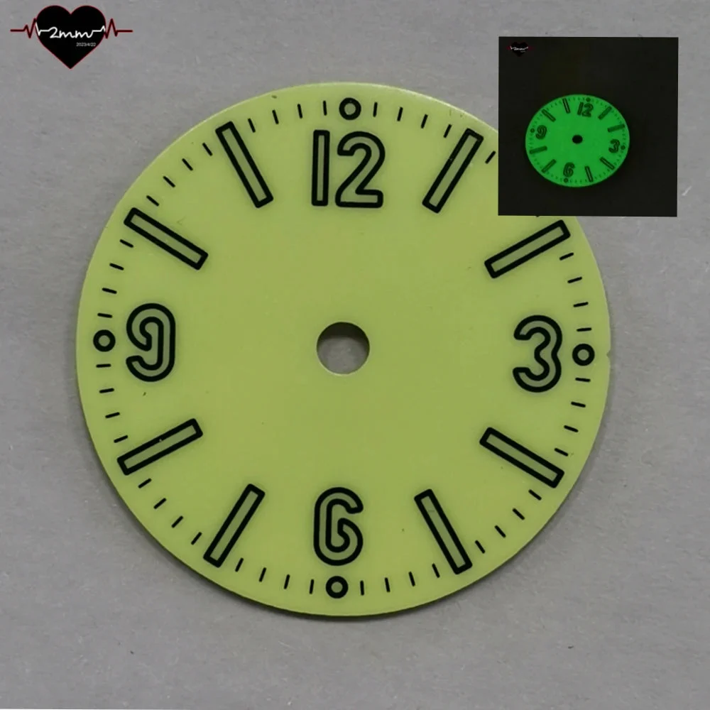 Tandorio Full Lume Watch Dial 28.5mm Watch Faces Background green color cream for NH34 NH35 Movement 1005008641826227-cream color 28.5 mm kol saati