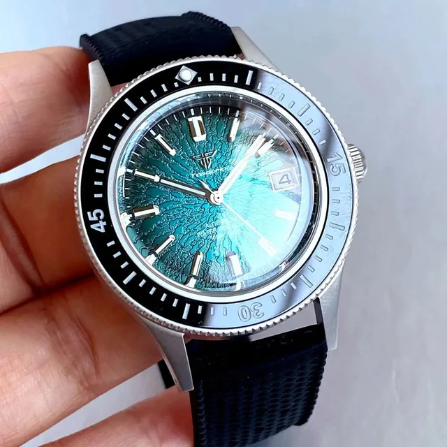 eprolo Tandorio TD267S Diver Watch NH35A Domed Sapphire 200M Waterproof Sandblast Case Blu
