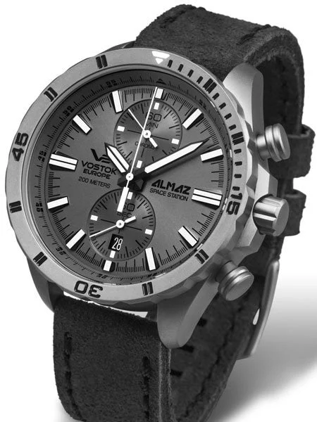Vostok Europe Vostok-Europe Almaz Titanium Two-Eye Quartz Chronograph with 60-Minute Stopwatch #320H264 47 mm kol saati