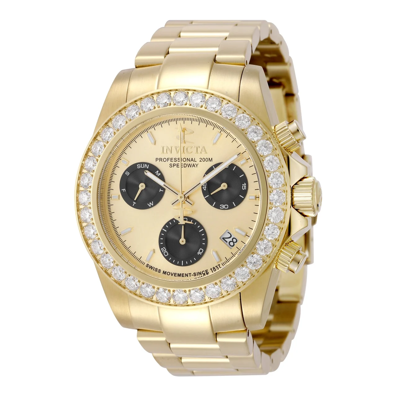 Invicta Elite Speedway Ascent Prestige 4.0 CT LG Diamond Edition Swiss Ronda Z60 Caliber Watch - 42mm, Gold (51102) 42 mm kol saati