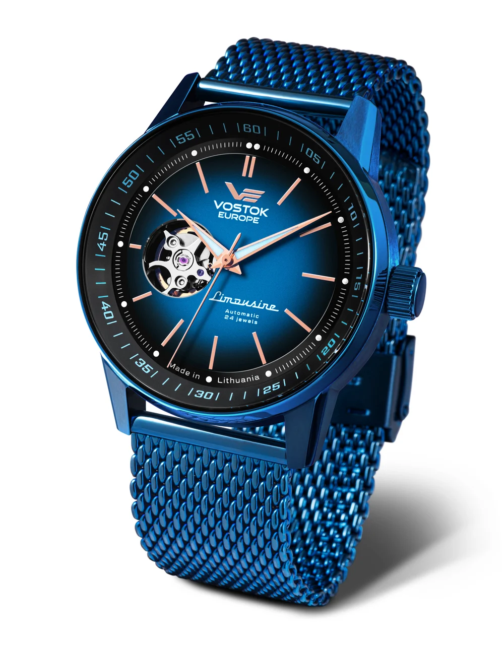 Vostok Europe Limousine NH38-560D681 Set with the Blue PVD Stainless Steel 43 mm kol saati