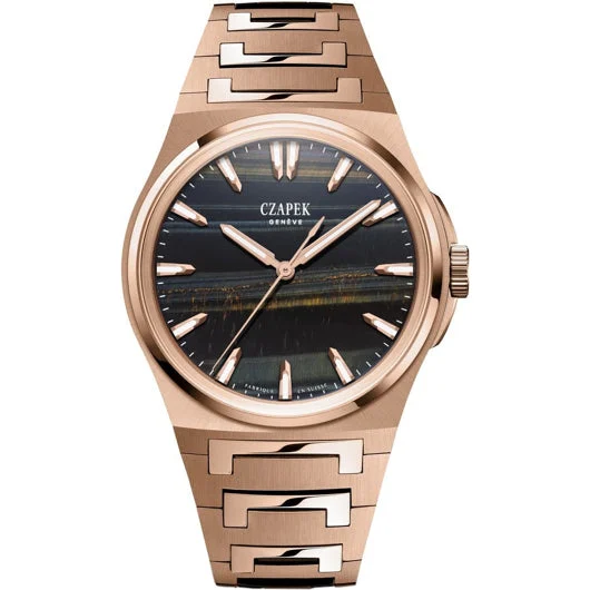 CZAPEK Antarctique Mount Erebus Rose Gold Falcon Eye on Bracelet czapek-erebus-rg-bk-rg kol saati