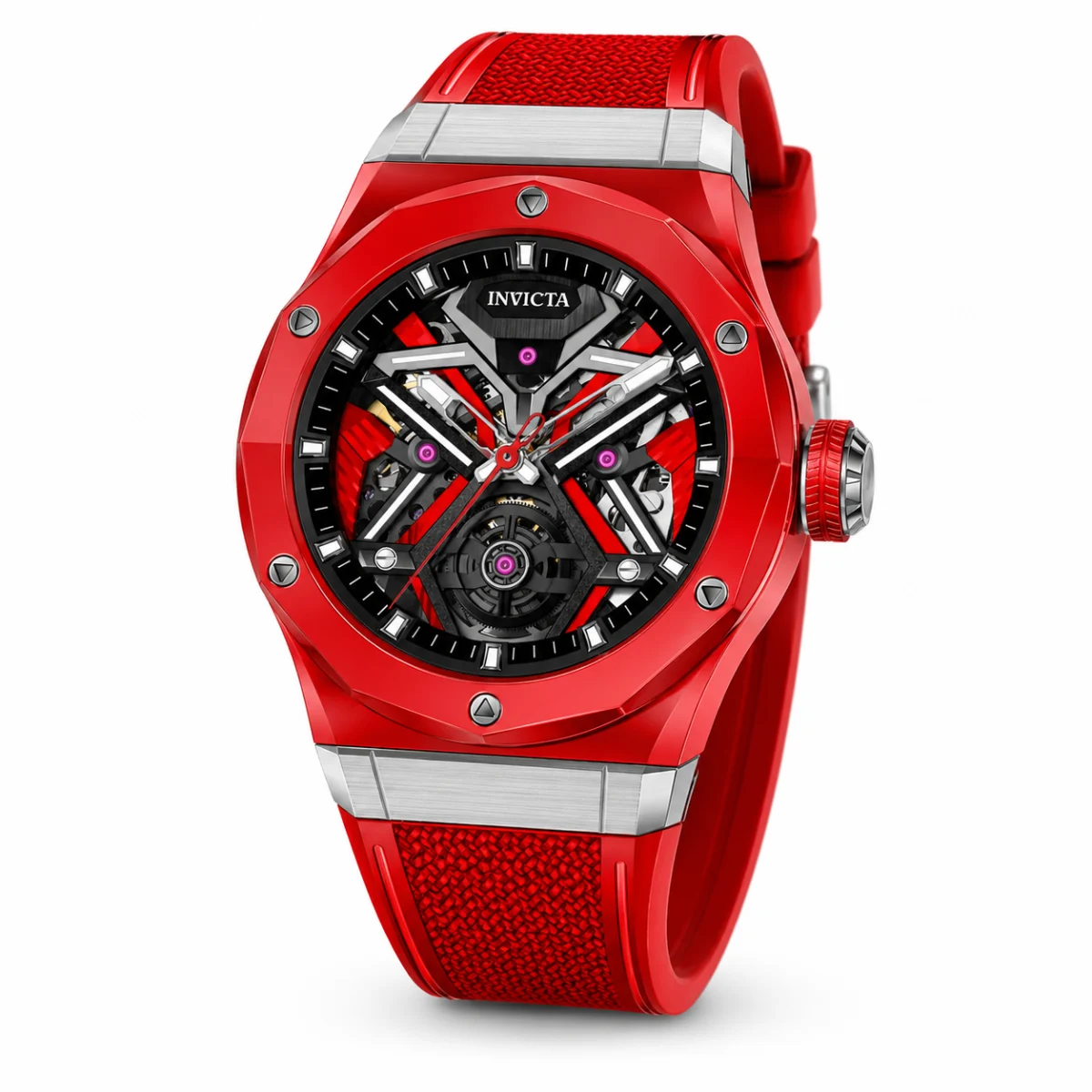 Invicta Celestial Orbitha Automatic Watch w/ Skeleton Dial - 45mm, Red (69542) 45 mm kol saati