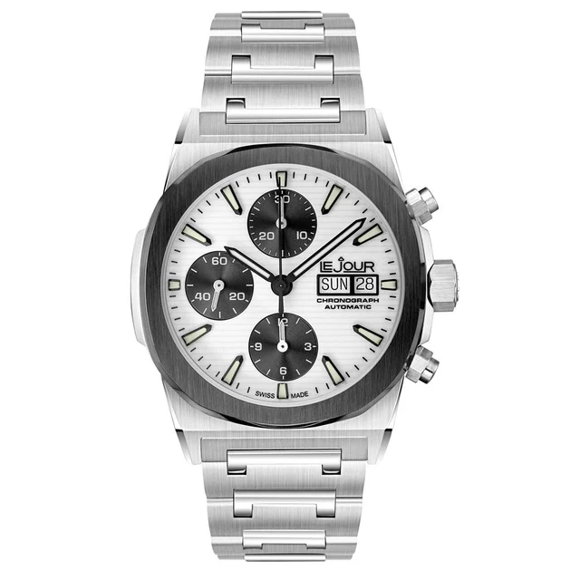 Le Jour Rally Monte-Carlo Automatic Chronograph with White Dial #LJ-RMC-002 kol saati