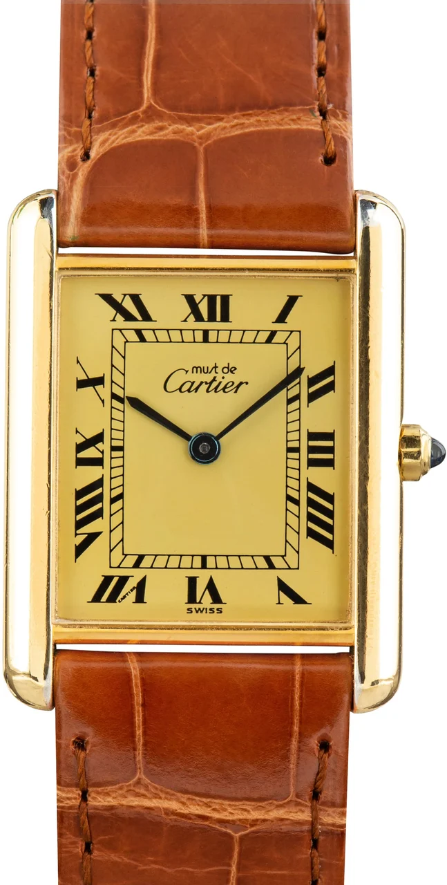 Cartier Must Tank Watch Ref 83918223 Large Model 839182223 kol saati