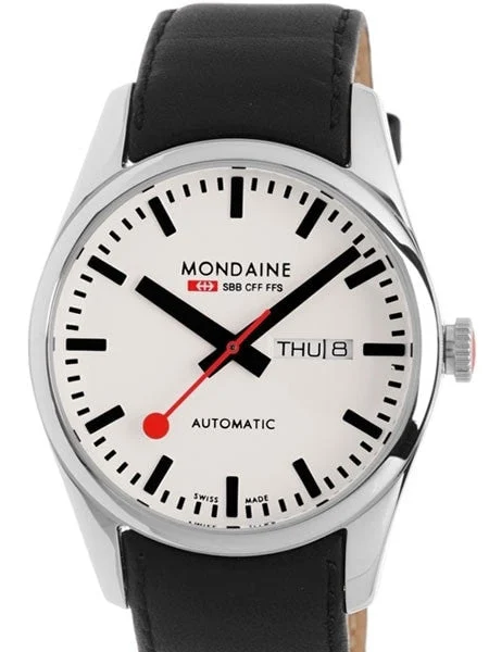 Mondaine Retro Swiss Automatic Watch with 42mm Case, Day and Date #A132-30345-11SBB kol sa