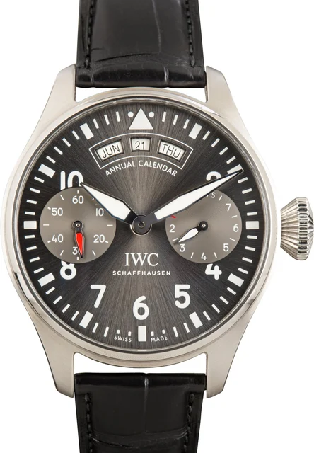IWC Big Pilot’s Watch Annual Calendar Spitfire Ref IW502702 Grey Dial kol saati