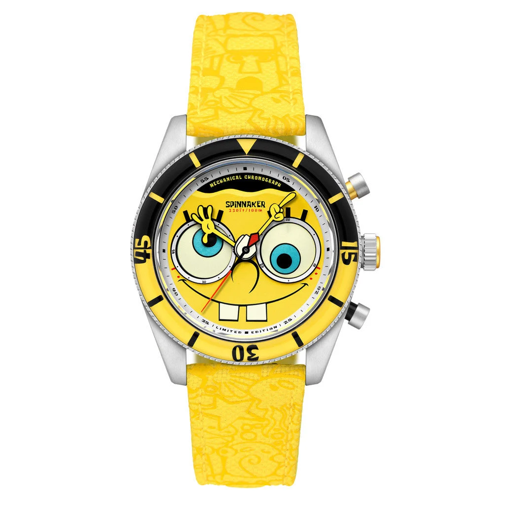 Spinnaker Sponge Bob Eye Spy Yellow Mechanical Chronograph #SP-5153-01 kol saati