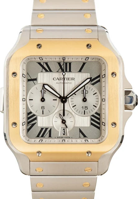 Cartier Santos de Chronograph Steel & 18k Yellow Gold W2SA0008 kol saati