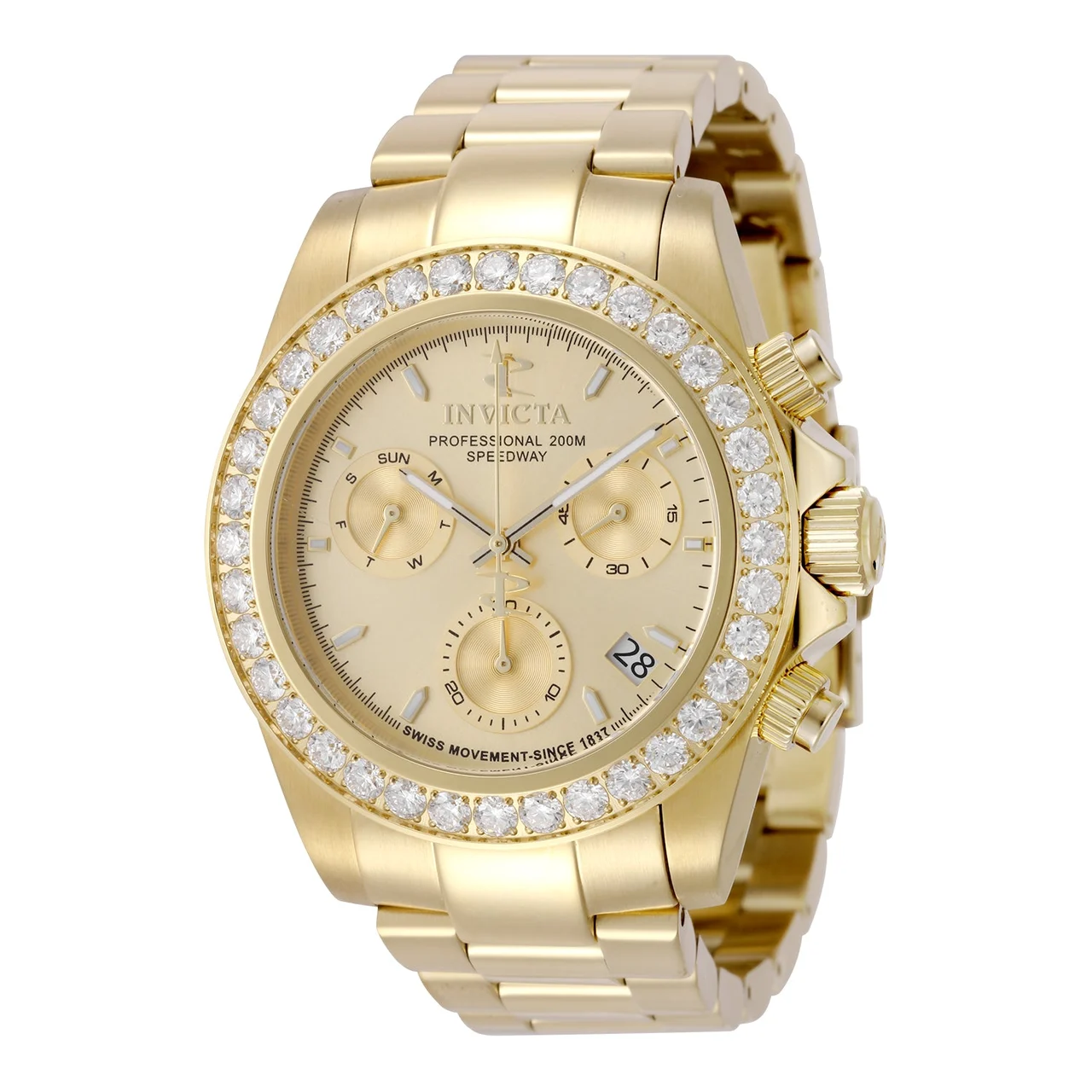 Invicta Elite Speedway Ascent Prestige 4.0 CT LG Diamond Edition Swiss Ronda Z60 Caliber Watch - 42mm, Gold (51101) 42 mm kol saati