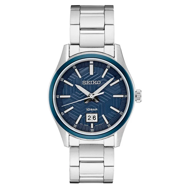 Seiko Essentials Big Date Watch with Blue Dial #SUR559 kol saati