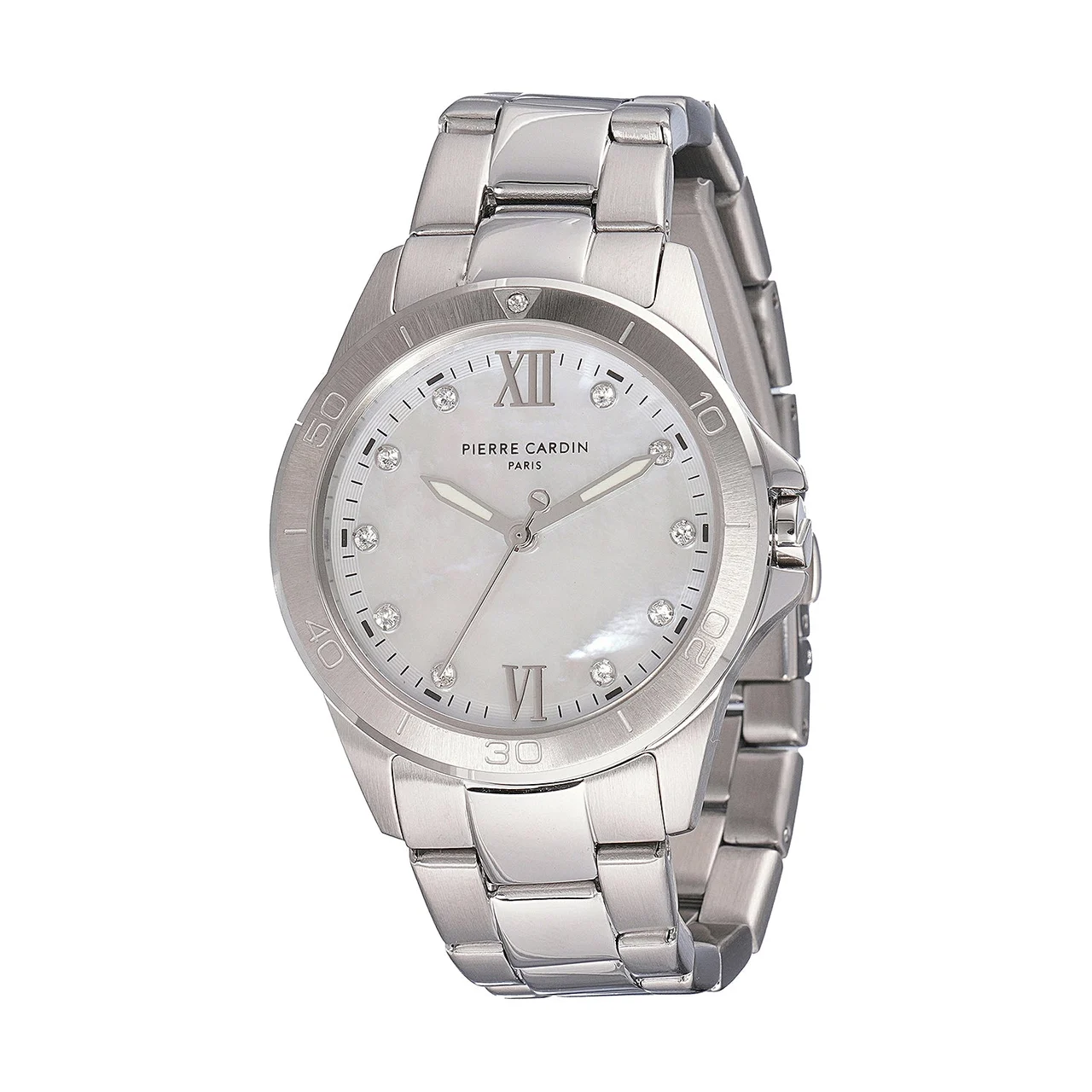 Observatoire Éclat ’ Watch - Silver Case with White Mother of Pearl Dial Look and Crystal Indexes CF.1009.MS 34 mm kol saati