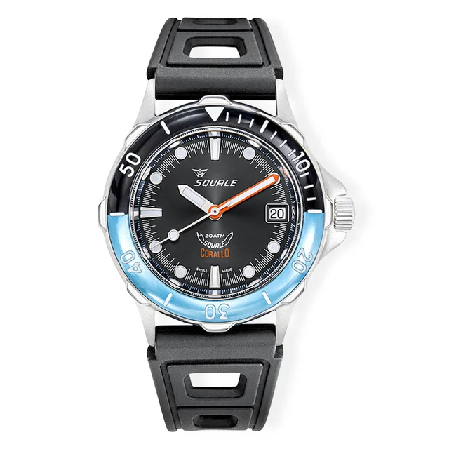 Squale Corallo 2008 Black Dive Watch #CORALBICBK.RBK kol saati