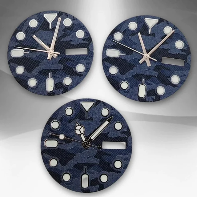 Tandorio Dial camouflage dual calendar Green Lume light with hands Day-Date crown at 3,3.8