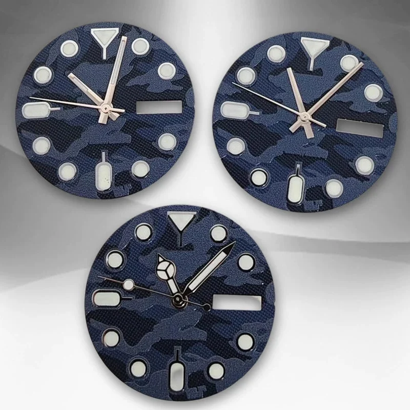 Tandorio Dial camouflage dual calendar Green Lume light with hands Day-Date crown at 3,3.8,4.2 6147193466509 28.5 mm kol saati