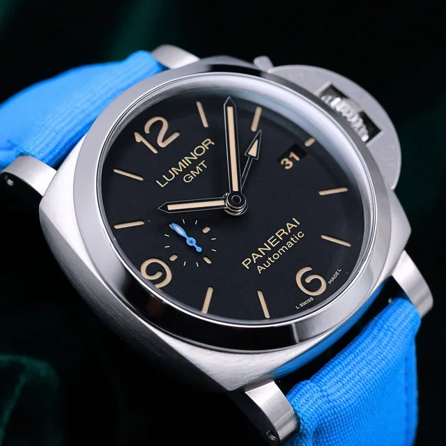 Panerai Days GMT Automatic Black Dial Blue Textile St Panerai 1950 3 Days GMT Automatic Bl